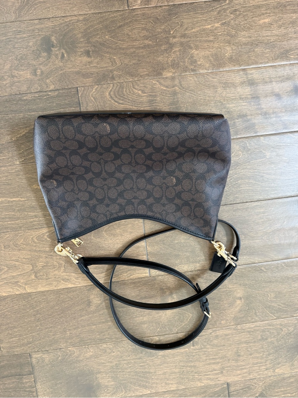Coach Brown Signature Small Crossbody with Black Strap - Picture 4 of 8